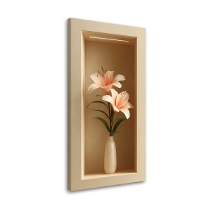 Obraz na ścianę do salonu sypialni, Kwiaty w wazonie we wnęce 3d 50×100 777061