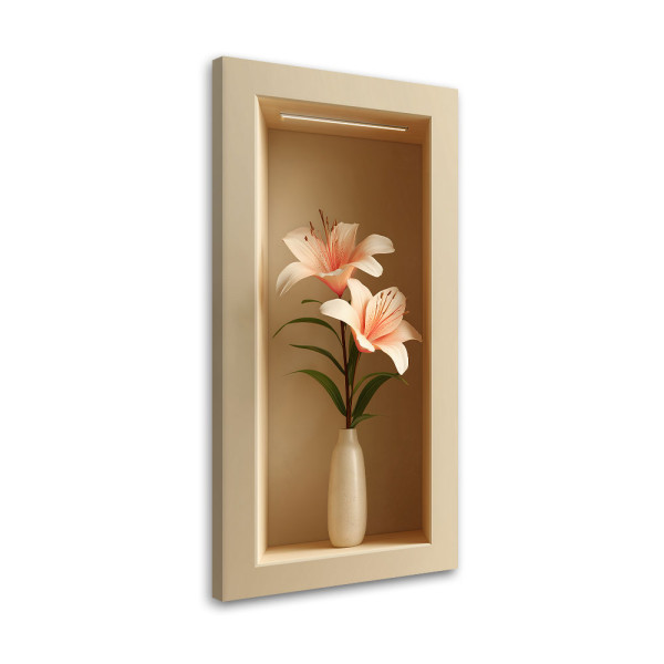 Obraz na ścianę do salonu sypialni, Kwiaty w wazonie we wnęce 3d 50x100 777061