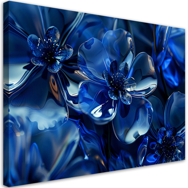 Obraz, Niebieskie szklane kwiaty 3D 90x60 317121