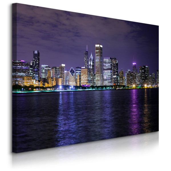 Obraz Nocna Panorama Chicago 100x70cm 650617
