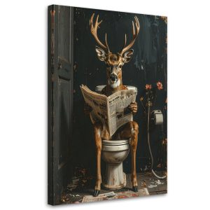 Obraz nowoczesny do łazienki wc pokoju na prezent, Jeleń czytający 70×100 885284 Obraz nowoczesny do łazienki wc pokoju na prezent, Jeleń czytający 70×100 885284