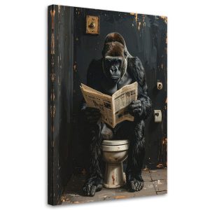 Obraz nowoczesny do łazienki wc prezent, Goryl czytający gazetę 30×45 889217 Obraz nowoczesny do łazienki wc prezent, Goryl czytający gazetę 30×45 889217