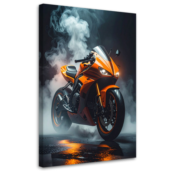 Obraz nowoczesny do pokoju młodzieżowego, Pomarańczowy Motocykl 60x90 887776