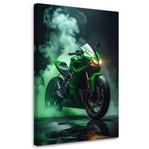 Obraz nowoczesny do pokoju młodzieżowego, Zielony Motocykl Motor 40×60 888067 Obraz nowoczesny do pokoju młodzieżowego, Zielony Motocykl Motor 40×60 888067