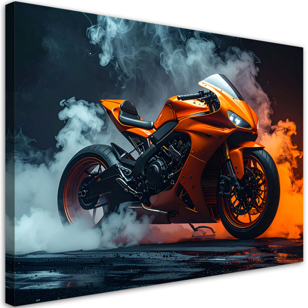 Obraz nowoczesny do pokoju nastolatka, Pomarańczowy Motocykl Motor 45x30 886232
