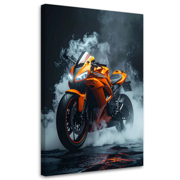 Obraz nowoczesny do pokoju nastolatka, Pomarańczowy Motocykl Motor 70x100 890932