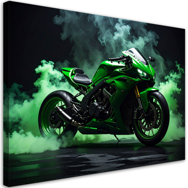 Obraz nowoczesny do pokoju nastolatka, Zielony Motocykl Motor 60x40 888498