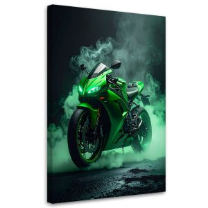 Obraz nowoczesny do pokoju nastolatka, Zielony Motocykl Motor 60×90 887924 Obraz nowoczesny do pokoju nastolatka, Zielony Motocykl Motor 60×90 887924