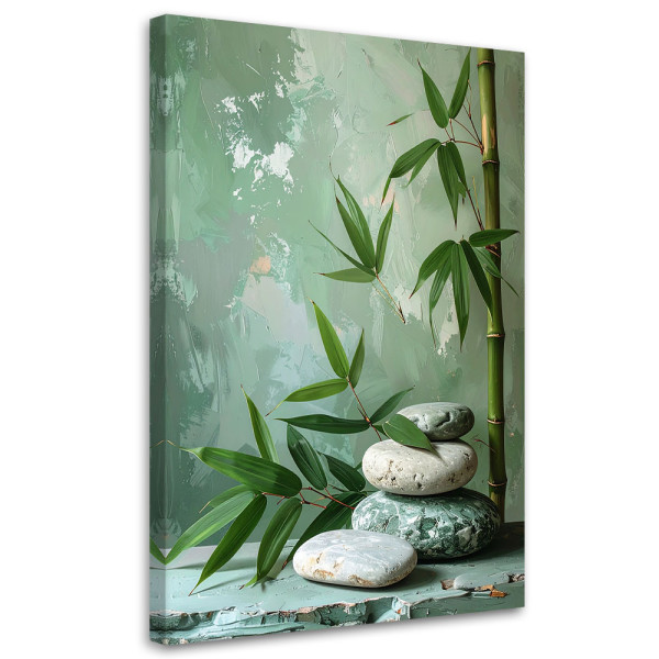 Obraz nowoczesny do salonu, Kamienie zen spa liście bambusa 40x60 888581