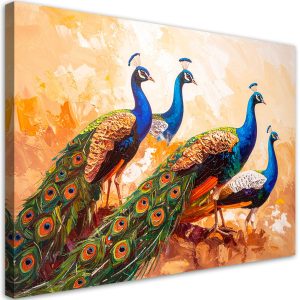 Obraz nowoczesny do salonu, Kolorowe Pawie Ptaki efekt farby 100×70 779671 Obraz nowoczesny do salonu, Kolorowe Pawie Ptaki efekt farby 100×70 779671