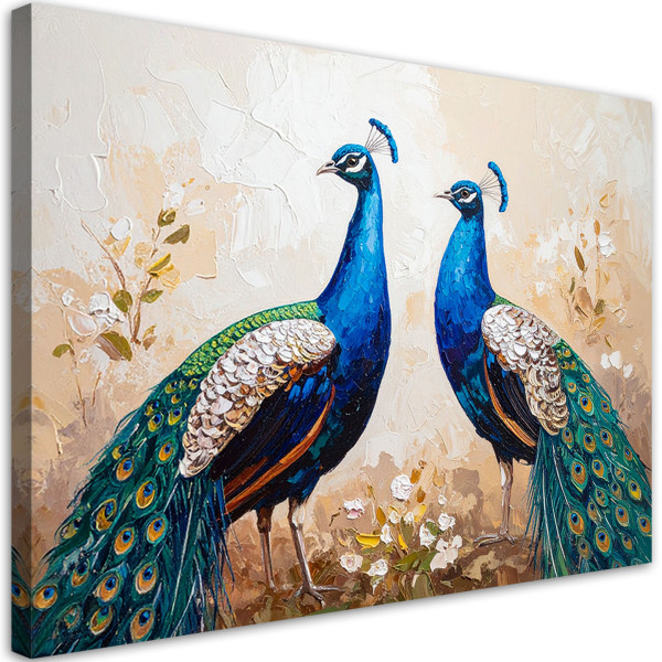 Obraz nowoczesny do salonu, Kolorowe Pawie Ptaki Natura 120x80 778938
