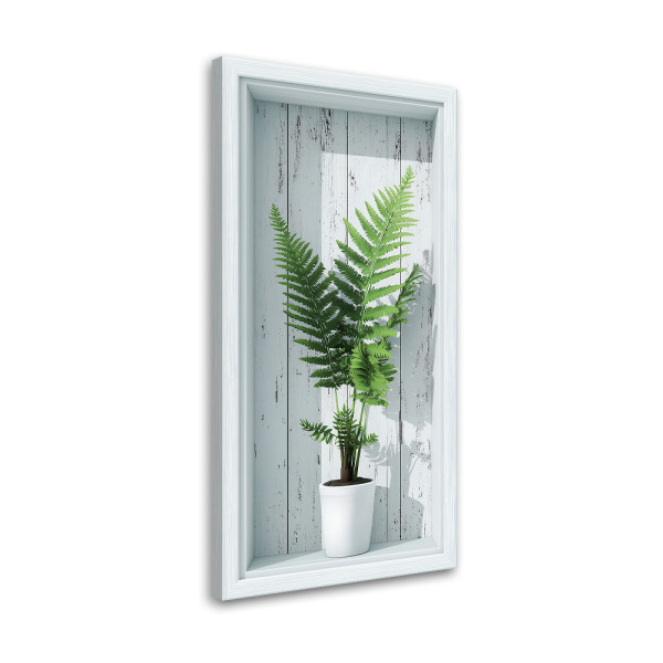 Obraz nowoczesny do salonu kuchni, Liście paproci we wnęce 3d 60x120 776196