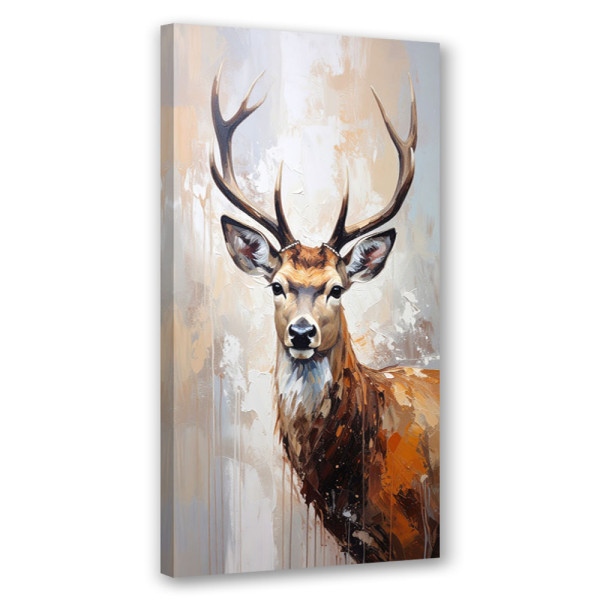 Obraz nowoczesny do salonu, Portret Jeleń Natura Zwierzeta Beżowy 40x80 778467