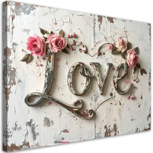 Obraz nowoczesny do salonu sypialni biura, Napis Love w stylu retro 120×80 884365 Obraz nowoczesny do salonu sypialni biura, Napis Love w stylu retro 120×80 884365