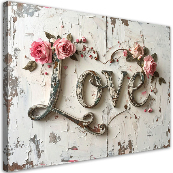 Obraz nowoczesny do salonu sypialni biura, Napis Love w stylu retro 45x30 885547