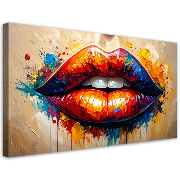 Obraz nowoczesny do salonu sypialni, Czerwone Usta Kobiety 80x40 779882