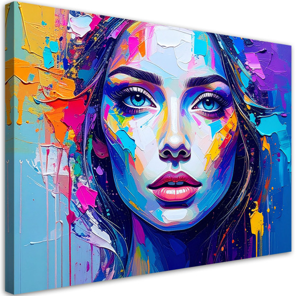 Obraz nowoczesny do salonu sypialni, Kolorowy Portret Twarz Kobiety 30x20 888919