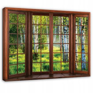 Obraz Okno 3D Zielony Na Płótnie Do Sypialni Salonu 120×80 989570 Obraz Okno 3D Zielony Na Płótnie Do Sypialni Salonu 120×80 989570