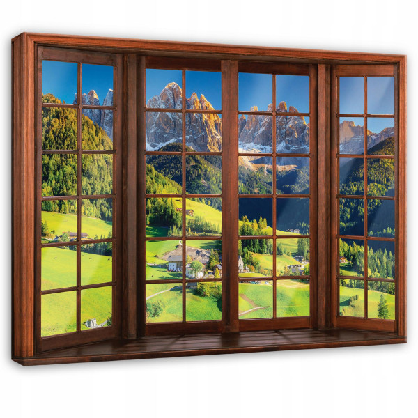 Obraz Okno 3D Zielony Na Płótnie Do Sypialni Salonu 60x40 985169