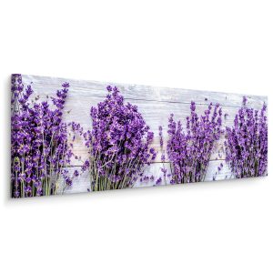 Obraz Panoramiczny Lawenda Na Tle Desek 145x45cm 186584 Obraz Panoramiczny Lawenda Na Tle Desek 145x45cm 186584