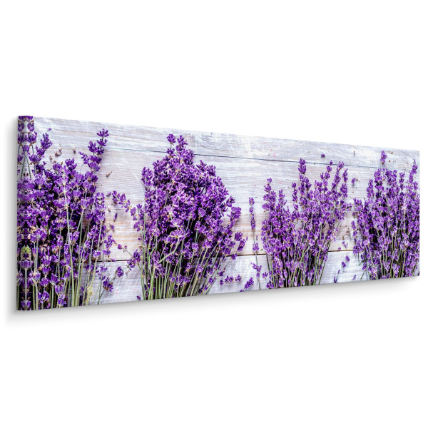 Obraz Panoramiczny Lawenda Na Tle Desek 145x45cm 186584