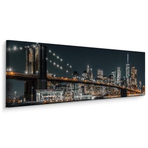 Obraz Panoramiczny Most Brookliński Nocą 145x45cm 186583 Obraz Panoramiczny Most Brookliński Nocą 145x45cm 186583