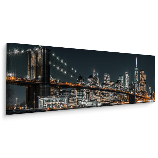 Obraz Panoramiczny Most Brookliński Nocą 145x45cm 186583
