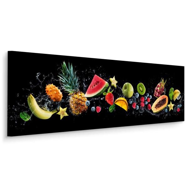 Obraz Panoramiczny Owoce Na Czarnym Tle 145x45cm 186565