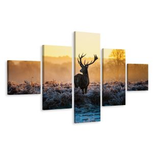 Obraz Pentaptyk JELEŃ na Rykowisku Natura 150x90cm 138629 Obraz Pentaptyk JELEŃ na Rykowisku Natura 150x90cm 138629