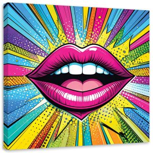 Obraz Pop art Czerwone usta do salonu sypialni kuchni biura 60×60 995913 Obraz Pop art Czerwone usta do salonu sypialni kuchni biura 60×60 995913