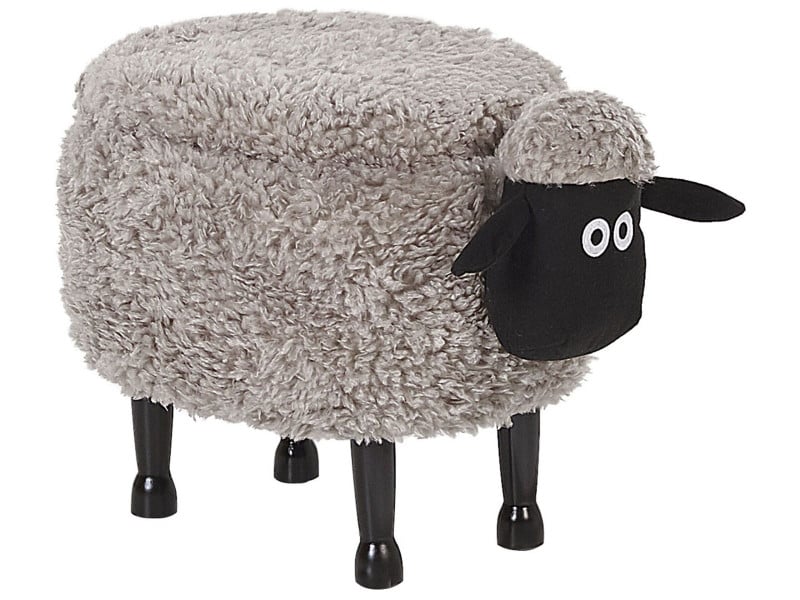 Pufa ze schowkiem dziecięca baranek szara 76607