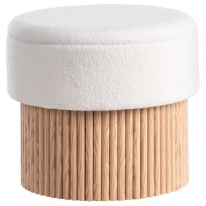 Pufa ze schowkiem okrągła boucle złamana biel 716389 Pufa ze schowkiem okrągła boucle złamana biel 716389