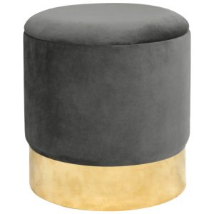 Pufa ze schowkiem okrągła welurowa GOLDEN Szara 303154 Pufa ze schowkiem okrągła welurowa GOLDEN Szara 303154