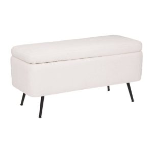 Pufa ze schowkiem, tapicerowana z efektem boucle, 100 x 40 x 48,5 cm 94677 Pufa ze schowkiem, tapicerowana z efektem boucle, 100 x 40 x 48,5 cm 94677