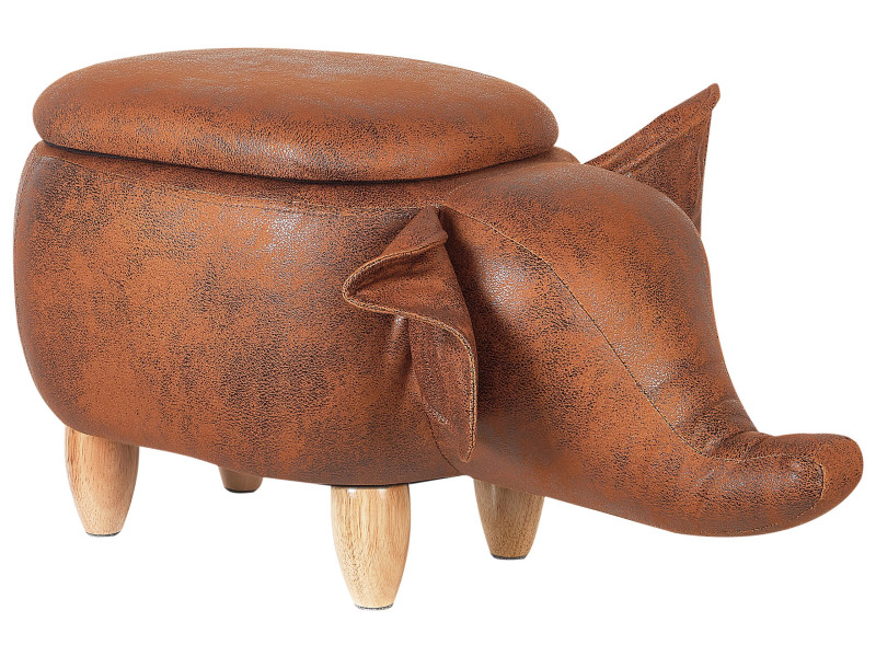 Pufa zwierzak ze schowkiem ekoskóra ciemnobrązowa ELEPHANT 60373