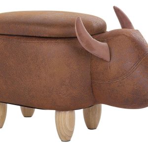 Pufa zwierzak ze schowkiem ekoskóra jasnobrązowa COW 60395 Pufa zwierzak ze schowkiem ekoskóra jasnobrązowa COW 60395