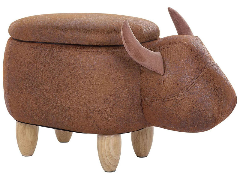 Pufa zwierzak ze schowkiem ekoskóra jasnobrązowa COW 60395