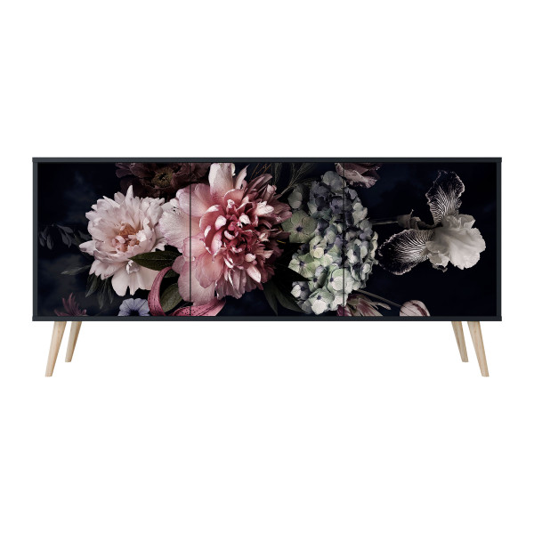 PURE BLOSSOM Komoda 3 drzwi Czarna-Bukowa skośna 441813