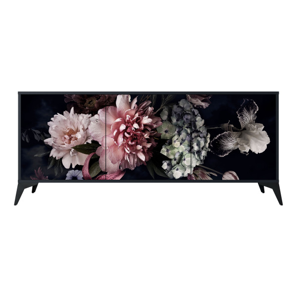 PURE BLOSSOM Komoda 3 drzwi Czarna-Metalowa gwiazdka czarna 441814