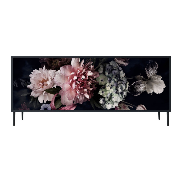 PURE BLOSSOM Komoda 3 drzwi Czarna-Metalowa szpilka czarna 441596