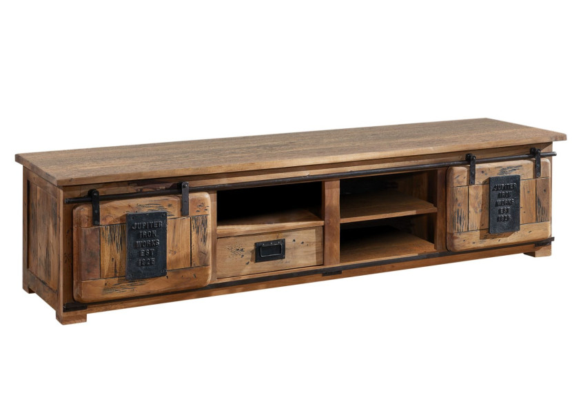 RAILWAY Szafka RTV #151 Mango woskowane + metal 200x55x50 cm 371359