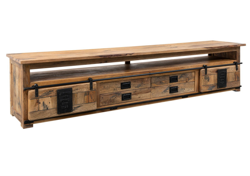 RAILWAY Szafka RTV #155 Mango woskowane + metal 260x50x60 cm 371358
