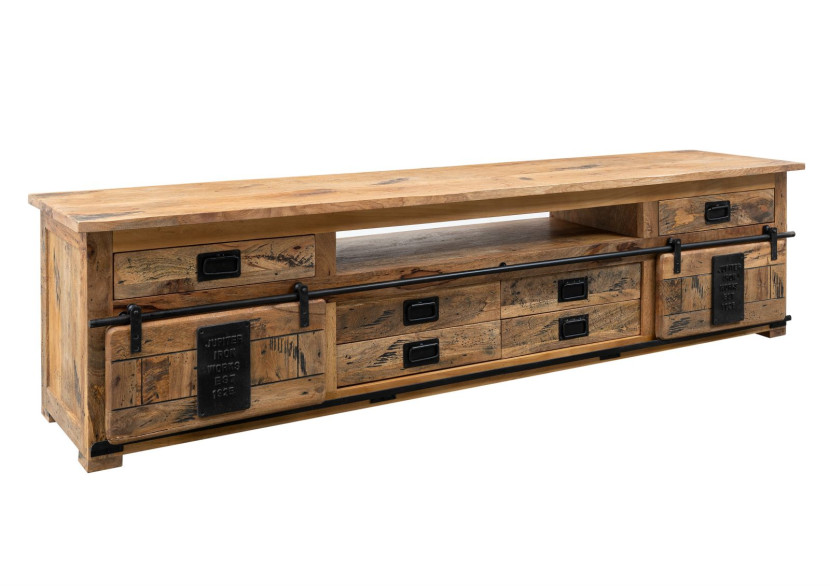 RAILWAY Szafka RTV #156 Mango woskowane + metal 240x50x60 cm 375642