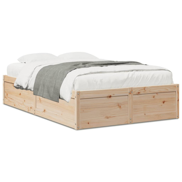 Rama łóżka bez materaca 135x190 cm lite drewno sosnowe 479617