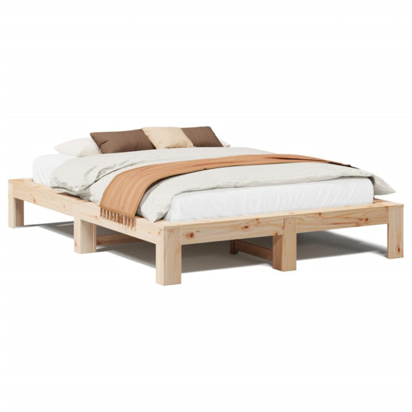 Rama łóżka bez materaca 140x190 cm lite drewno sosnowe 475330