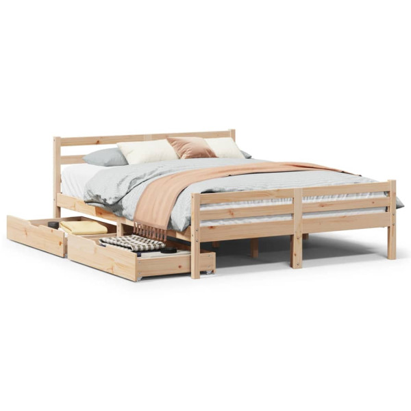 Rama łóżka bez materaca 140x190 cm lite drewno sosnowe 475695