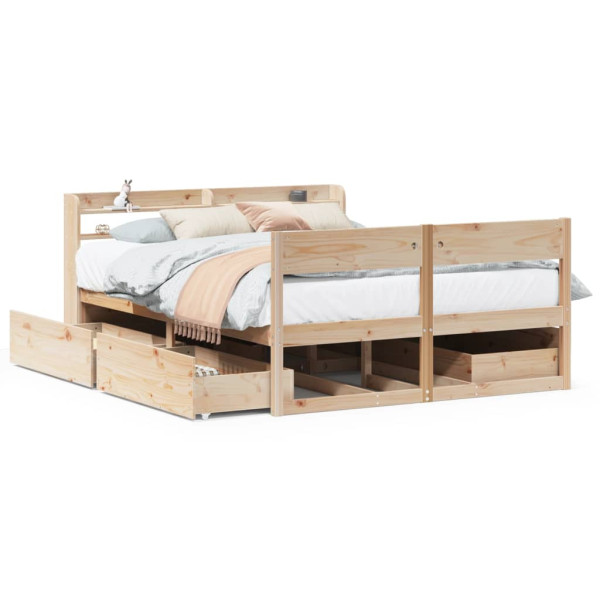 Rama łóżka bez materaca 150x200 cm lite drewno sosnowe 478863