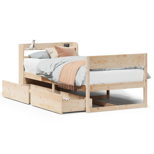 Rama łóżka bez materaca 75x190 cm lite drewno sosnowe 477719