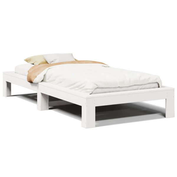 Rama łóżka bez materaca biała 100x200 cm lite drewno sosnowe 475146