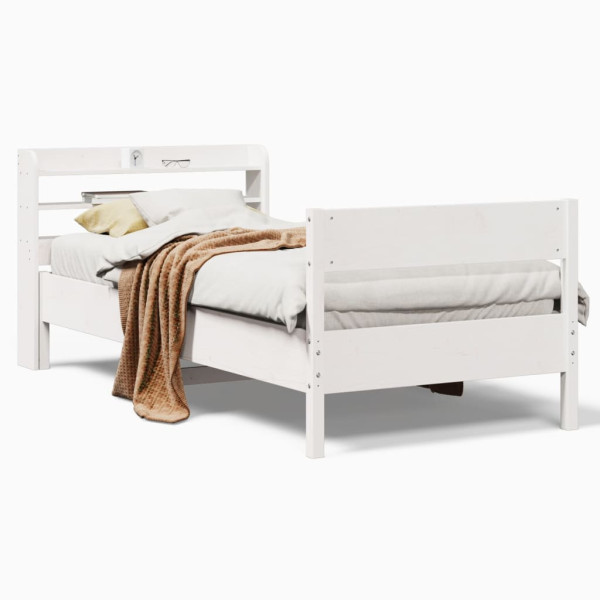 Rama łóżka bez materaca biała 100x200 cm lite drewno sosnowe 477620